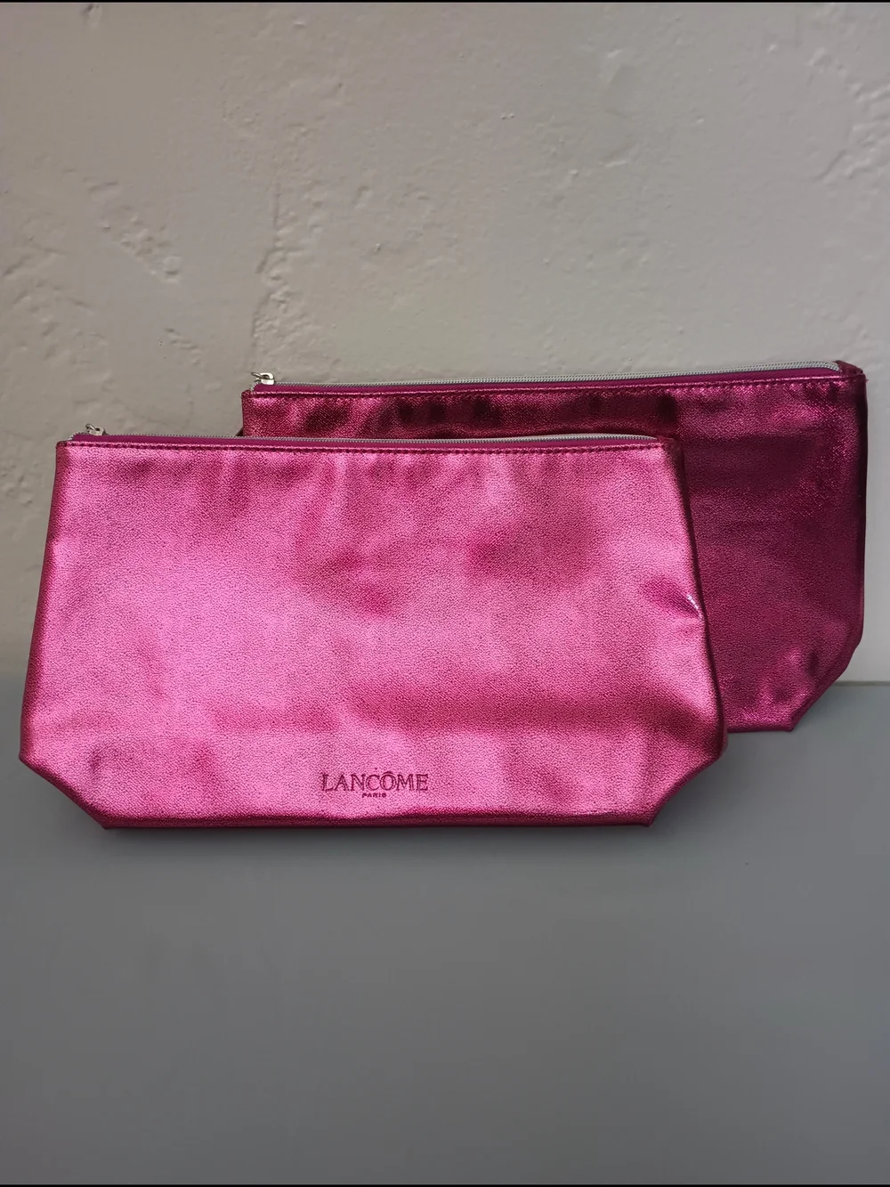 Lancome Metallic Pink Makeup Bags (2)